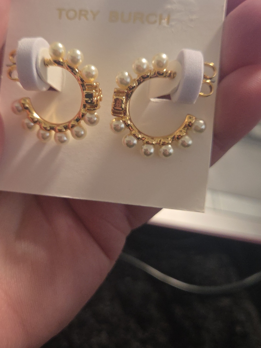 Tory Burch Kira Pearl And Logo Hoops Nwt - Picture 4 of 4